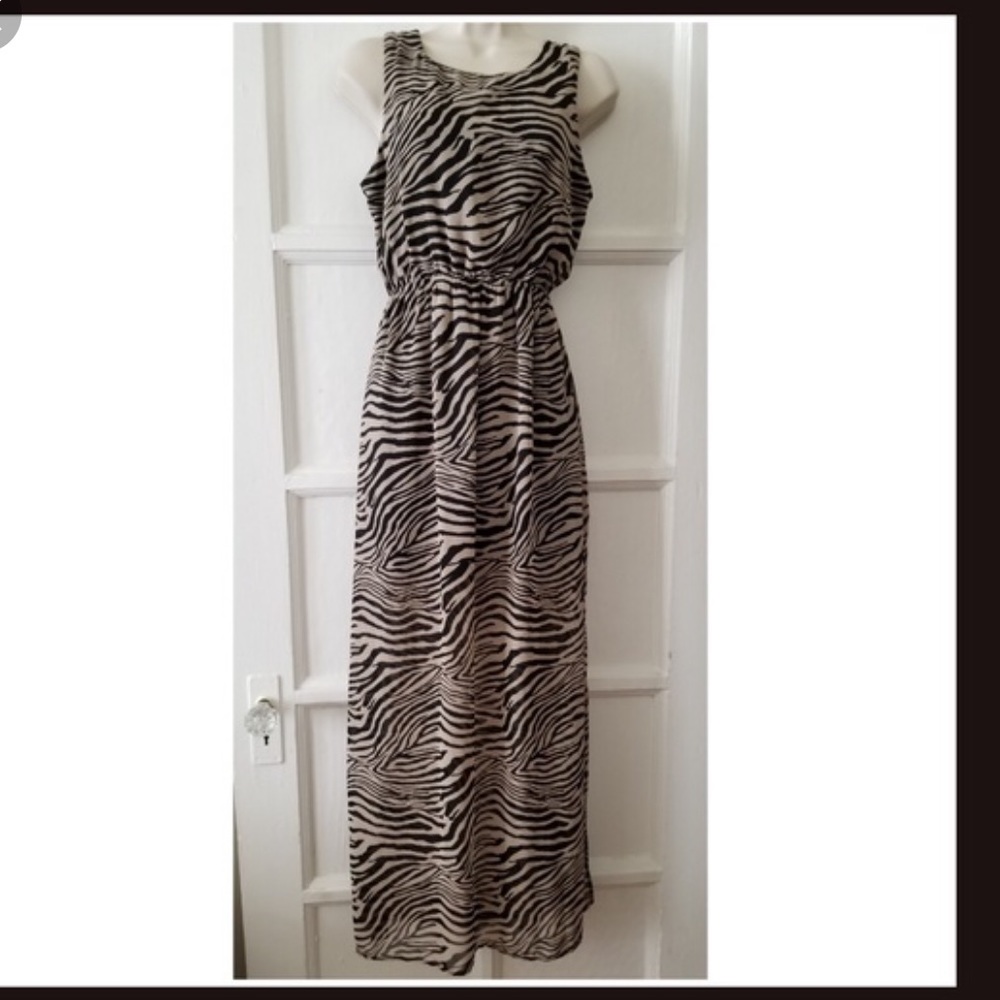 Zebra print maxi dress backless